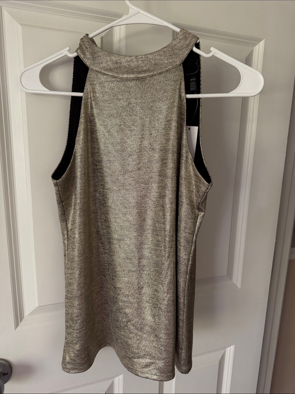 White House Black Market Metallic Sleeveless Mock Neck Top - Shimmery Gold
